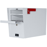 White US Mailbox red flag open postal door